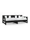 Καναπές Κρεβάτι Μονό από Μασίφ Ξύλο Μαύρο για Στρώμα 90x200cm