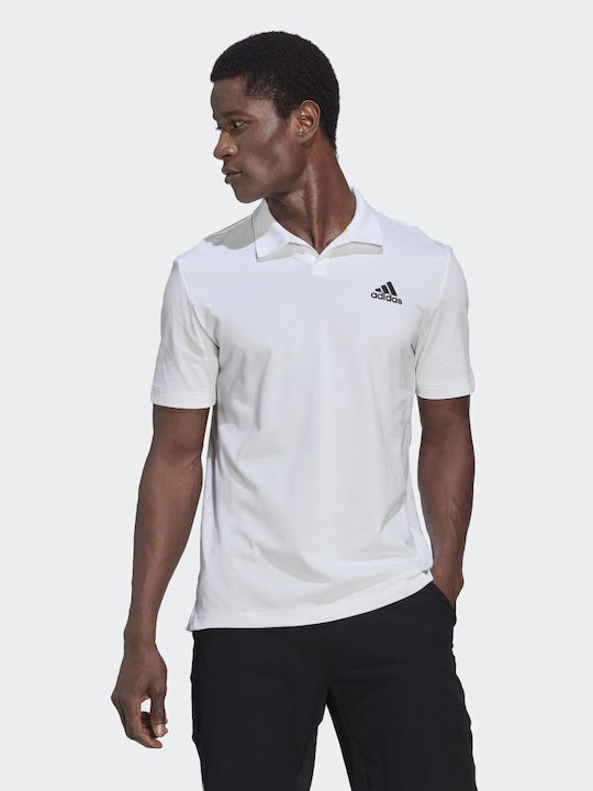 Adidas Clubhouse 3-Bar Tennis Ανδρικό T-shirt Polo Λευκό