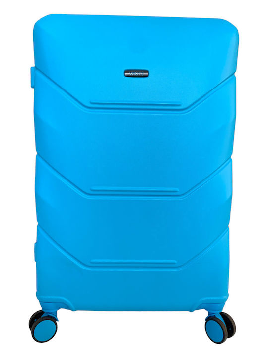 Y Not? Large Hard Blue Suitcase with 4 Wheels Height 78cm