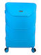 Y Not? Large Hard Blue Suitcase with 4 Wheels Height 78cm