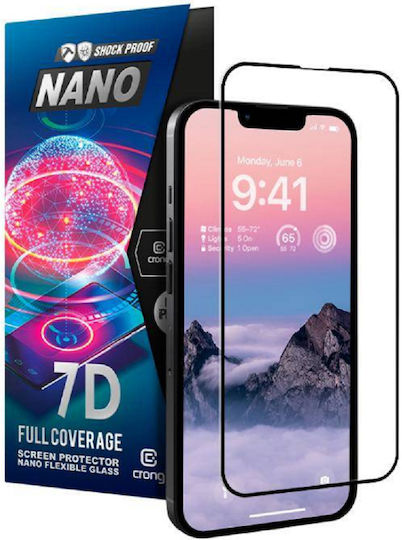 Crong 7D Nano Flexible 0.3mm Full Face Tempered Glass Μαύρο (iPhone 14 Pro)