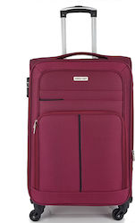Forecast HFE100 Medium Travel Suitcase Fabric Burgundy with 4 Wheels Height 65cm.