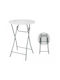 Outdoor Bar Foldable Table with Plastic Surface and Metal Frame White 81x81x110cm