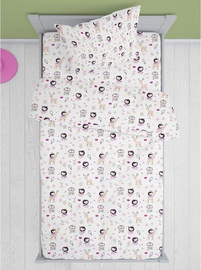 Dimcol Lily Deer Față de pernă pentru copii din bumbac 100% 50x70buc Λευκή