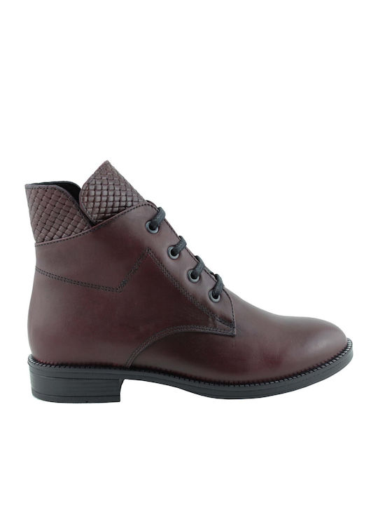 Leather Women's Ankle Boots Burgundy