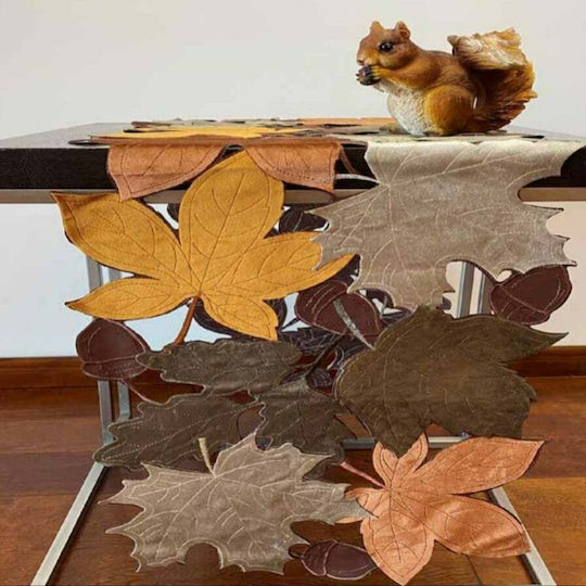 Liolios Home Ράνερ Brown Leaf Καφέ 40x160εκ.