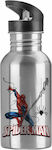 Kids Stainless Steel Water Bottle with Straw Spiderman Silver 600ml