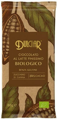 Dulciar Organic Chocolate Milk with 32% Cocoa Gluten-Free 80gr