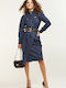Midi All Day Dress Denim with Buttons Blue