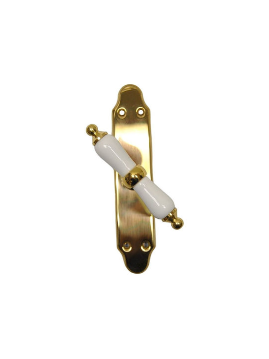 Italian window handles Martinelli Daniella art.395 Brass Gold with Porcelain (Base 170mm x 36mm Knob 105mm)