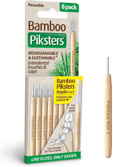 Piksters Bamboo Междузъбни четки с дръжка Редовно Бежов 8бр