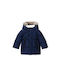 Original Marines Kids Casual Jacket Long with Lining & Protection Hood Navy Blue