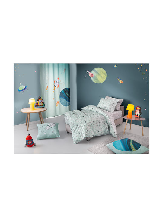 Guy Laroche Cosmic Set Kids Duvet Cover Single with Pillowcase Cotton Turquoise 165x225cm