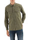 Langärmeliges Baumwoll-Overshirt in Normale Passform Khaki