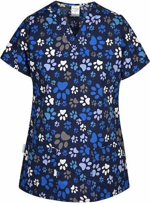 B-Well Bambina Women's Medical Blouse Blue