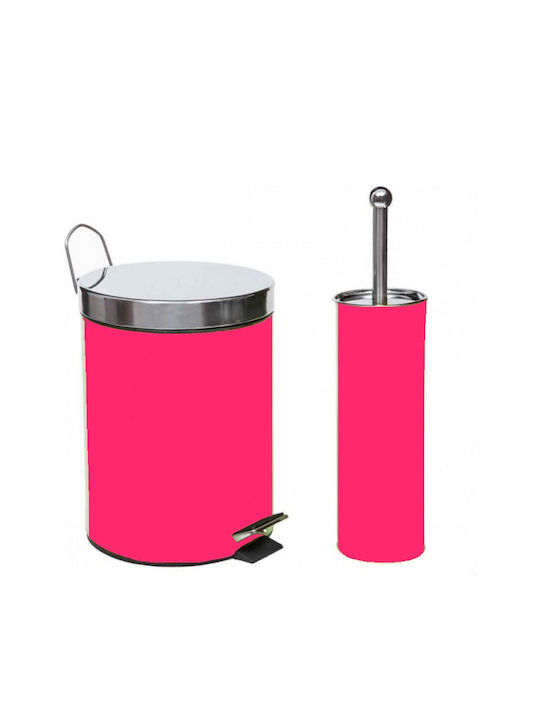 Cyclops Metallic Toilet Brush and Bin Set 5lt Pink