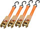 Car Luggage Strap with Ratchet Orange 400x0.4cm 4pcs
