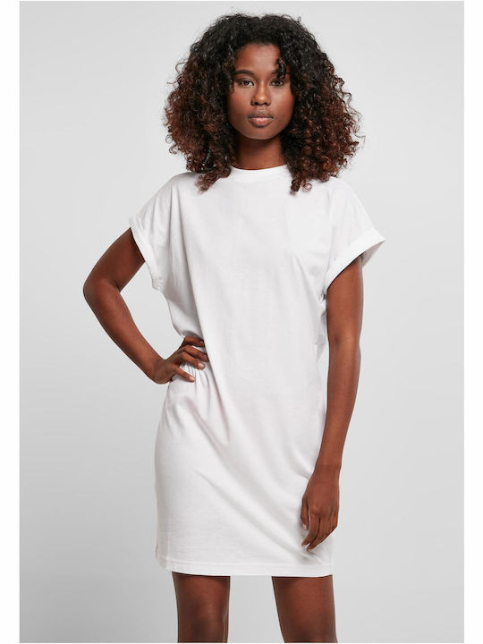 Summer Mini Athletic T-Shirt Dress Short Sleeve White