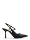 Aldo Leather Pointed Toe Black Heels with Strap Brunette