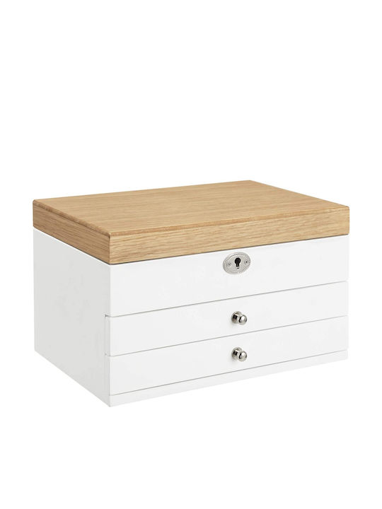 Songmics Wooden Jewellery Box with Drawer and Mirror 25x18x14.5cm