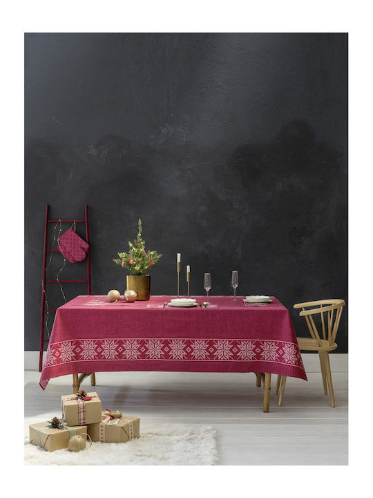 Nima Christmas Time Weihnachtlich Tischtuch Stoff Rot L190xB150cm.