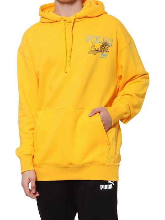 PUMA Downtown Graphic Yellow Hoodie Sweatshirt
