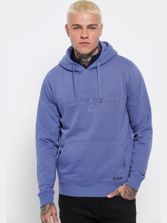 Funky Buddha Men's Sweatshirt with Hood and Pockets Marlin Blue