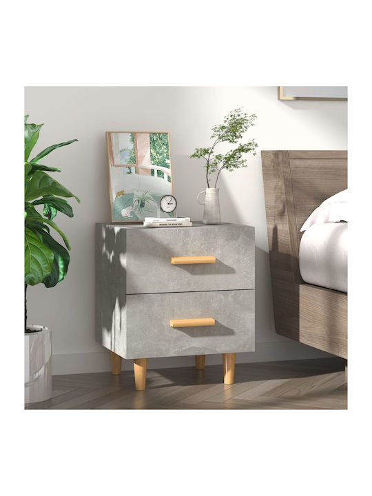 Wooden Bedside Table Γκρι Σκυροδέματος 40x35x47.5cm