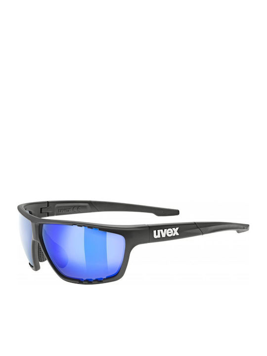 Uvex Sportstyle 706 Unisex Γυαλιά Ηλίου με Κοκκάλινο Σκελετό Black Mat Mirror Blue 5320062016
