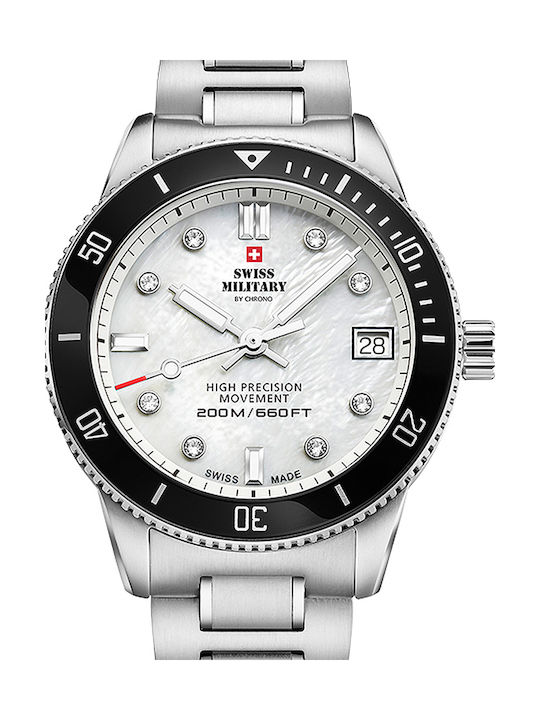 Swiss Military by Chrono Diver Watch with Silver Metal Bracelet