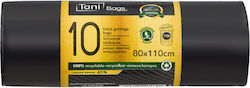 Intertan Trash Bags Capacity 110lt with Drawstring Premium 80x110cm 10pcs Black