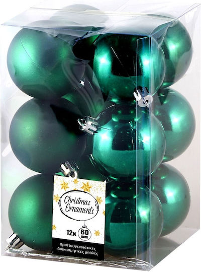 Ornament suspendat Glob Plastic Emerald 6buc Set 12buc