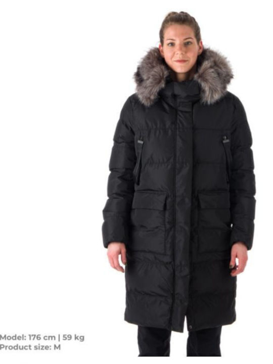 Northfinder Lang Damen Puffer Jacke mit pelzige...
