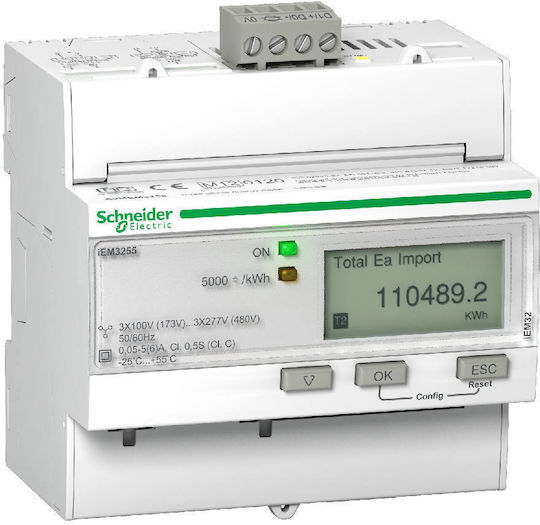 Schneider Electric Digital Kilowatt Meter for Electric Panel Rail Single Phase Modbus