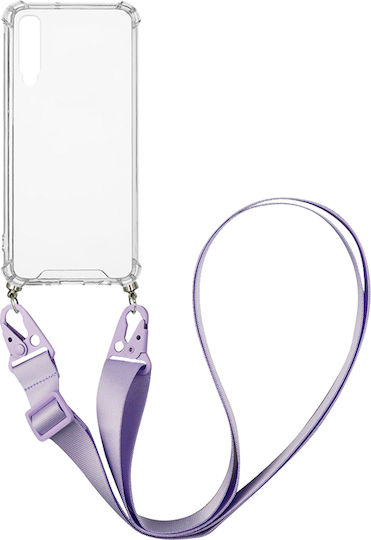Sonique Strap Armor Back Cover Silicon cu Curea Transparent / Lilac (Galaxy A70)