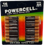 Powercell Αλκαλικές Μπαταρίες AAA 1.5V 16τμχ