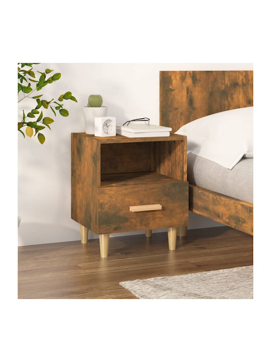 Wooden Bedside Table Καπνιστή Δρυς 40x35x47cm