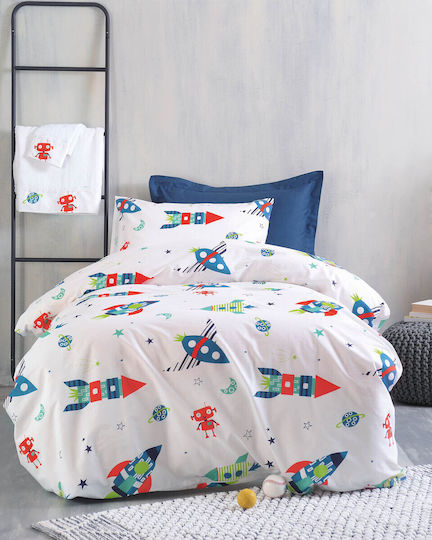 Rythmos Sheet Set Semi-double with Elastic Band Cotton Astronio White 160x260cm 3pcs