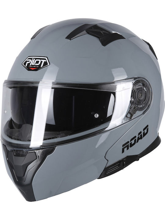 Pilot Road II Nardo Grey Motorcycle Helmet Flip...