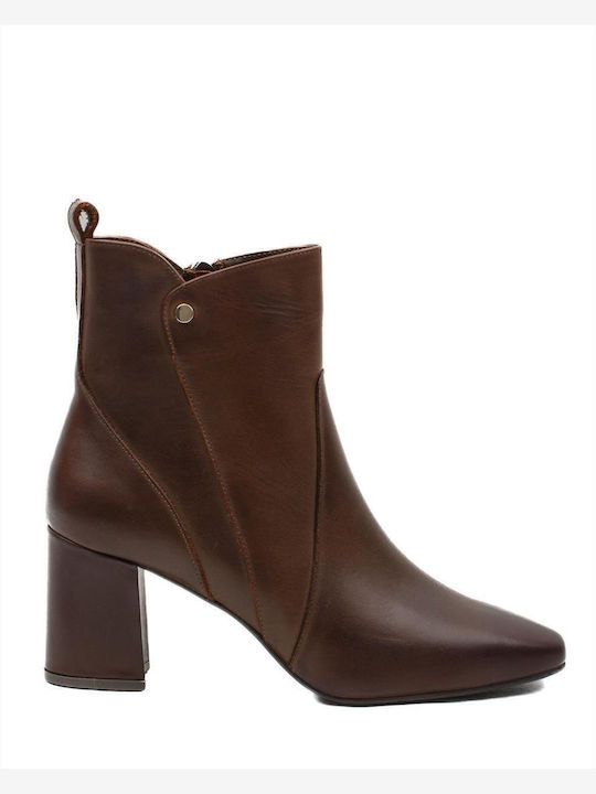 Leather Women's Ankle Boots Tabac Brown
