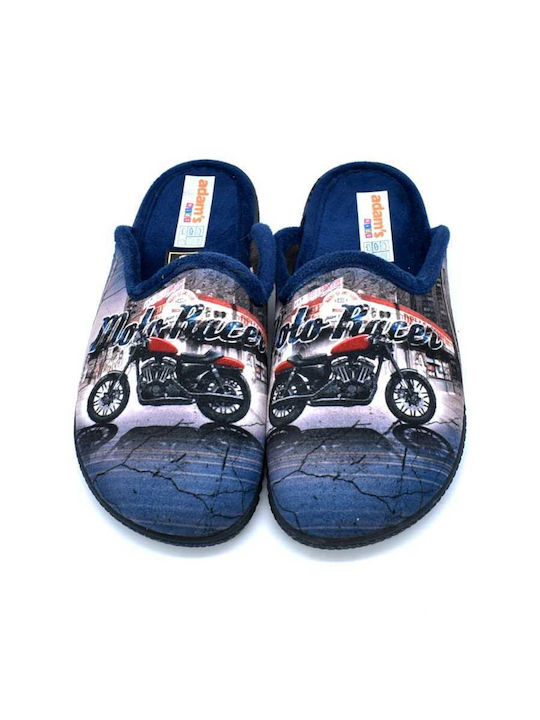 Adam's Shoes Παιδικές Παντόφλες Μπλε Moto Racer