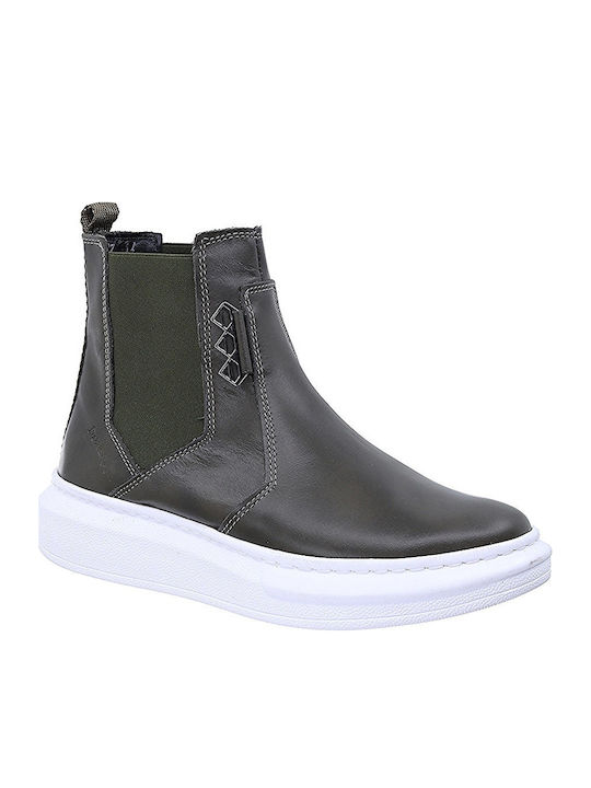 Ghete dama Chelsea de piele Culoare Full Face Κaki