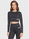 Gelita Γυναικείο Crop Top Μακρυμάνικο Γκρι