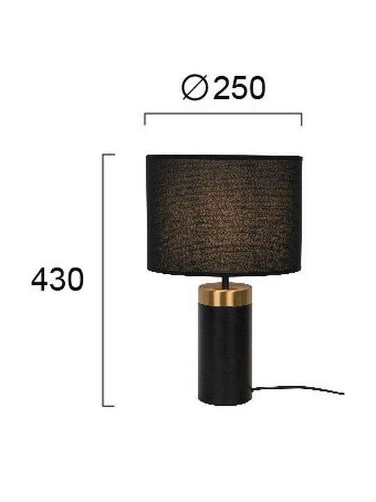 Viokef Luciano Metal Table Lamp for Socket E27 with Black Shade and Base