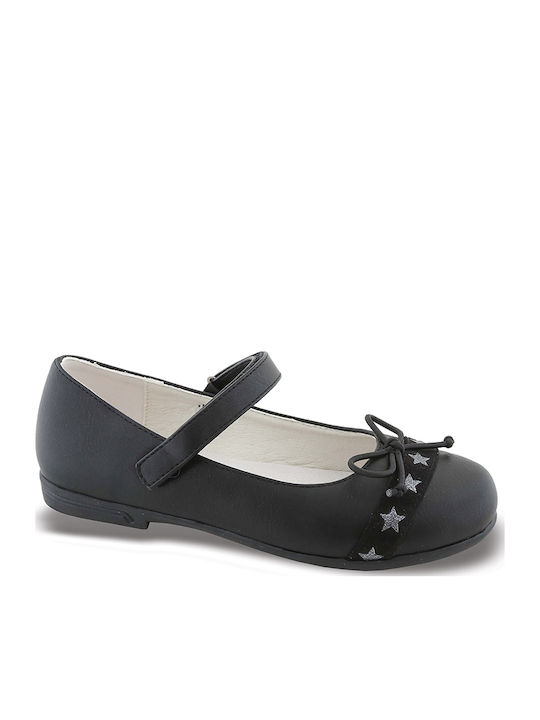 Kids Anatomic Ballerinas with Hoop & Loop Closure Black