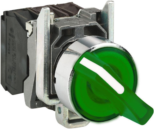 Schneider Electric Harmony XB4 Διακόπτης Περιστροφικός 3 θέσεων Πράσινο 1τμχ