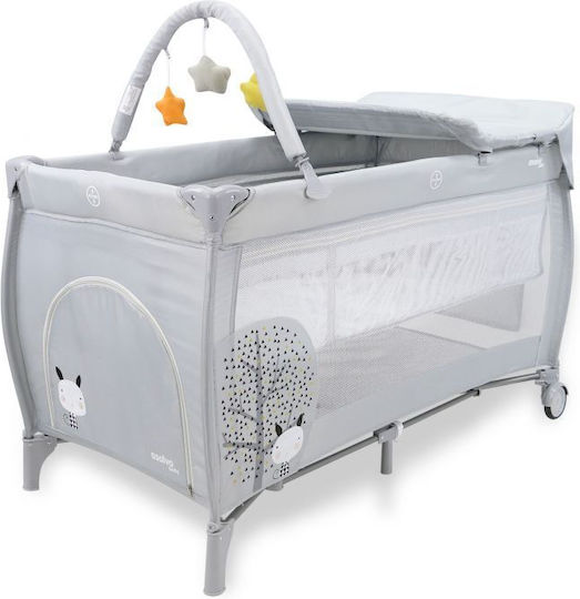 Asalvo Complet Laufstall 2 Ebenen mit Wickeltisch & Matratze Gray 75x125cm