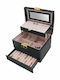 Cx1704 Velvet Jewellery Box with Drawer and Mirror Black