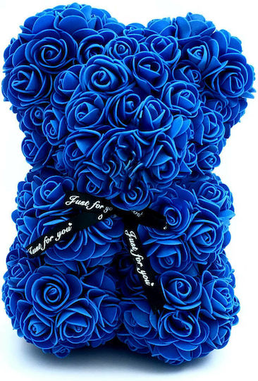 Teddy Bear Made of Artificial Roses Dark Blue in Box Aleiferopoulos Flowers