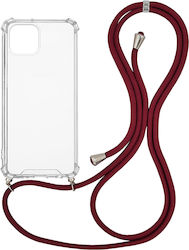 Sonique Armor Silicone Back Cover with Strap Durable Burgundy (iPhone 13)